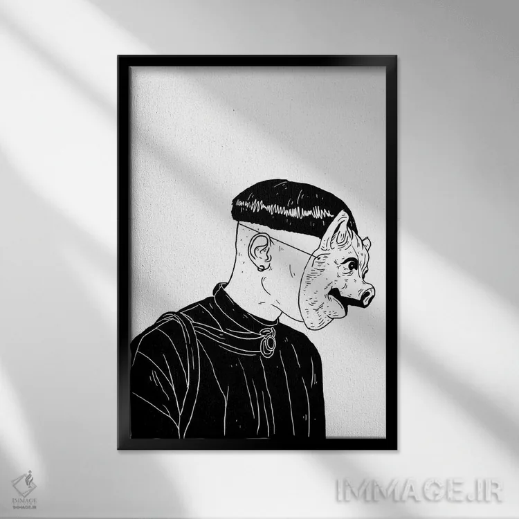 تابلو دکوراتیو نقاب اثر نیک کوکوزا - نمای قابدار مشکی