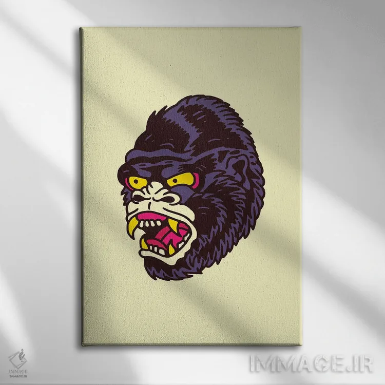 تابلو دکوراتیو گوریل اثر نیک کوکوزا - نمای روبهرو روی دیوار