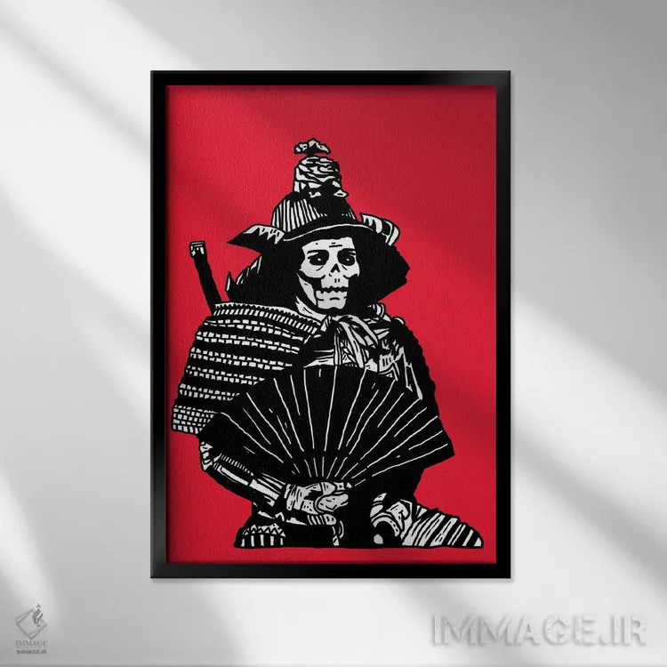 تابلو دکوراتیو سامورایی اثر نیک کوکوزا - نمای قابدار مشکی