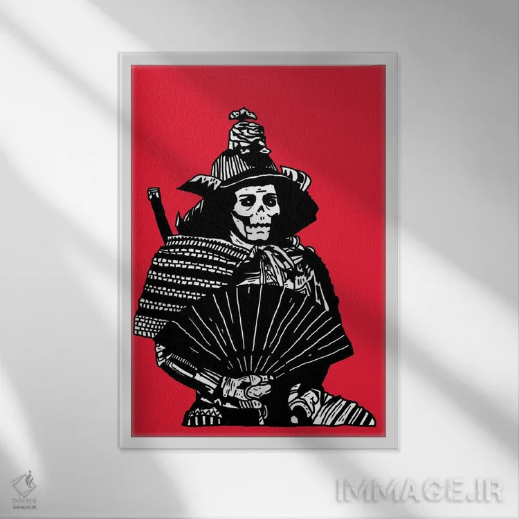 تابلو دکوراتیو سامورایی اثر نیک کوکوزا - نمای قابدار سفید