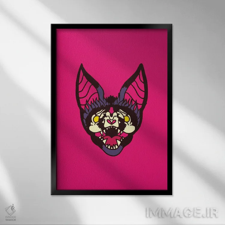 تابلو دکوراتیو خفاش اثر نیک کوکوزا - نمای قابدار مشکی