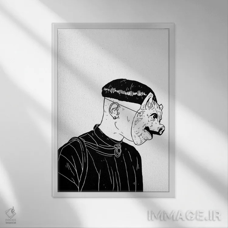 تابلو دکوراتیو نقاب اثر نیک کوکوزا - نمای قابدار سفید