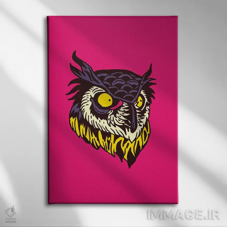 تابلو دکوراتیو جغد اثر نیک کوکوزا - نمای روبهرو روی دیوار