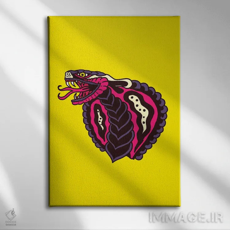 تابلو دکوراتیو کبرا اثر نیک کوکوزا - نمای روبهرو روی دیوار