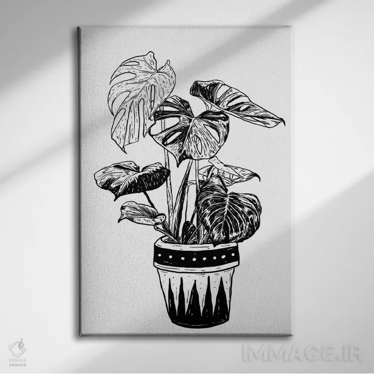 تابلو دکوراتیو گیاه مونسترا اثر نیک کوکوزا - نمای روبهرو روی دیوار