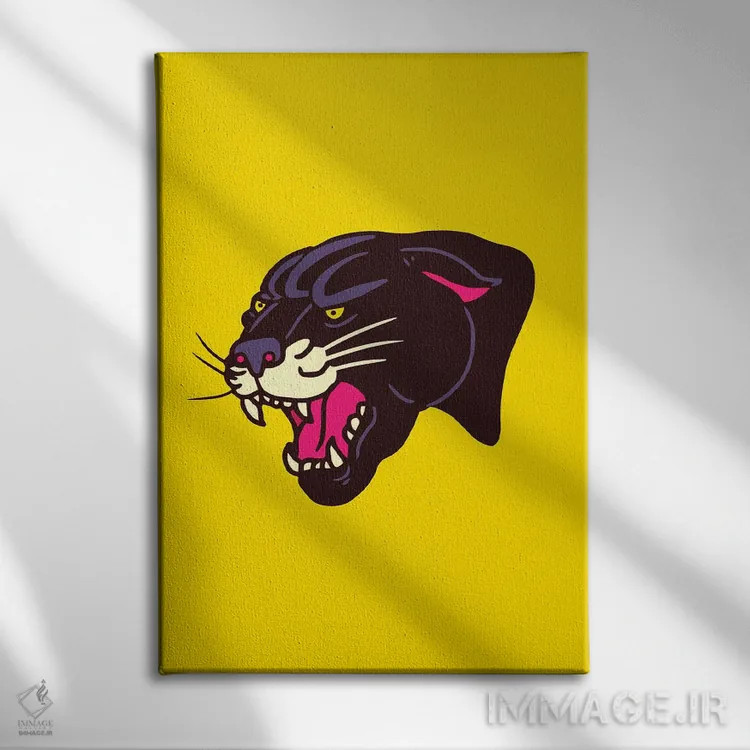 تابلو دکوراتیو پلنگ سیاه اثر نیک کوکوزا - نمای روبهرو روی دیوار