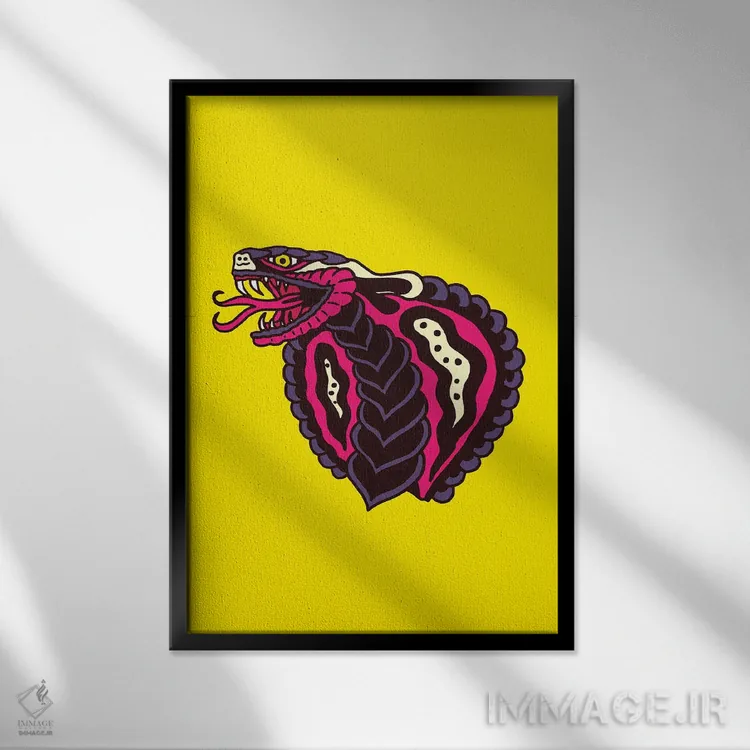 تابلو دکوراتیو کبرا اثر نیک کوکوزا - نمای قابدار مشکی