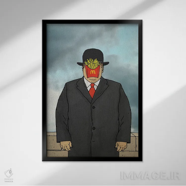 تابلو دکوراتیو پسر سیب زمینی سرخ کرده اثر نیک کوکوزا - نمای قابدار مشکی