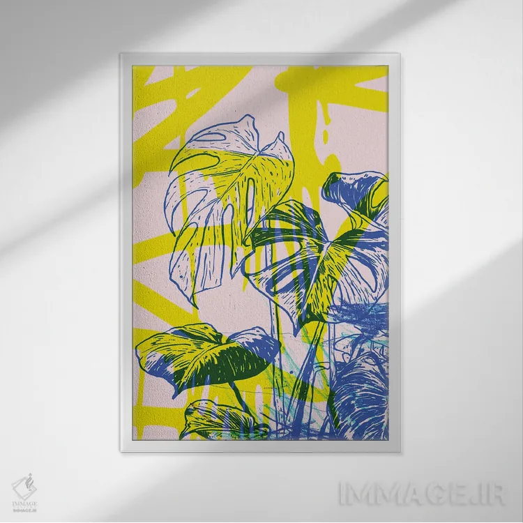 تابلو دکوراتیو مونسترا اثر نیک کوکوزا - نمای قابدار سفید