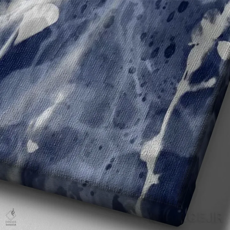 تابلو انتزاعی برگ های نیلی ۳ اثر دنیل کارسون - نمای نزدیک بافت بوم