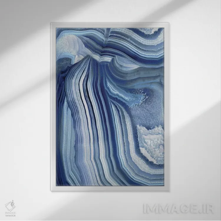 تابلو انتزاعی عقیق نیلی ۲ اثر دنیل کارسون - نمای قابدار سفید