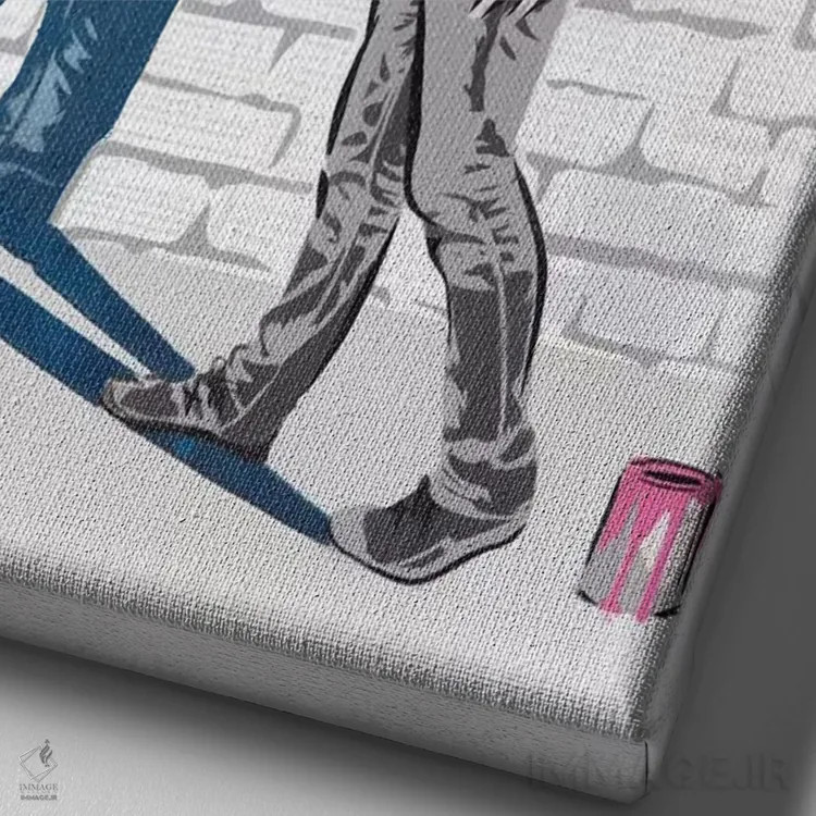 تابلو دکوراتیو سایه آبی اثر دکوتا باور - نمای نزدیک بافت بوم