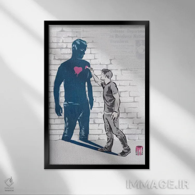 تابلو دکوراتیو سایه آبی اثر دکوتا باور - نمای قابدار مشکی