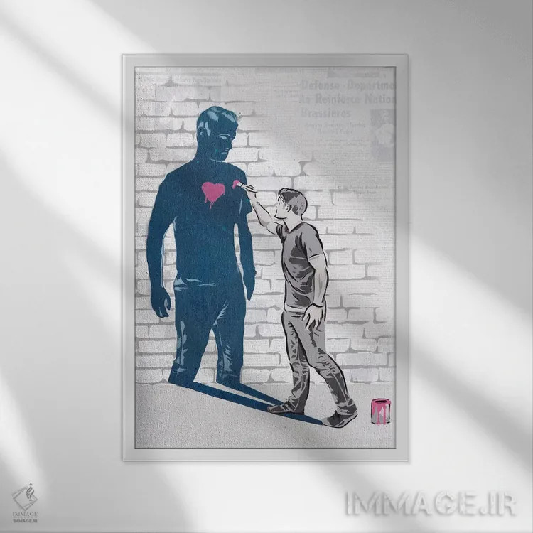 تابلو دکوراتیو سایه آبی اثر دکوتا باور - نمای قابدار سفید