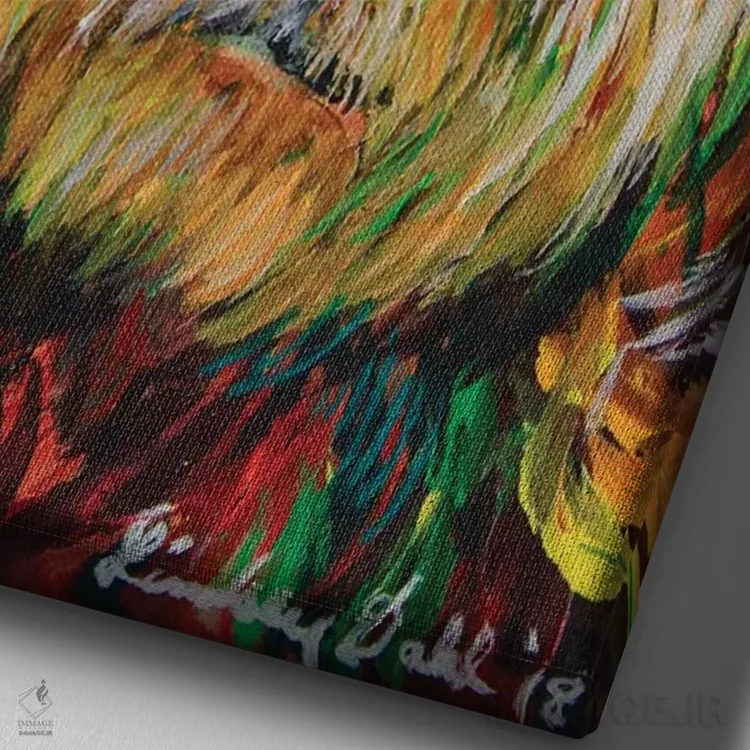 تابلو دکوراتیو گلدندودل اثر لیندزی دال - نمای نزدیک بافت بوم