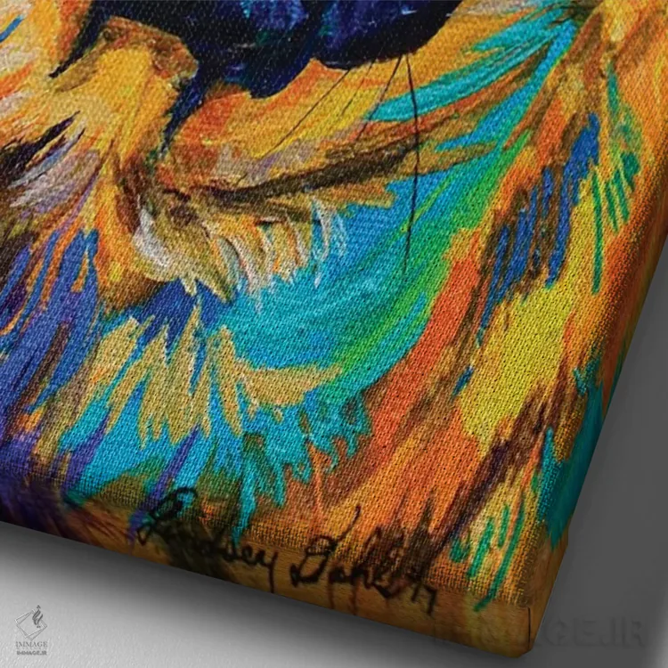 تابلو دکوراتیو داگ اثر لیندزی دال - نمای نزدیک بافت بوم