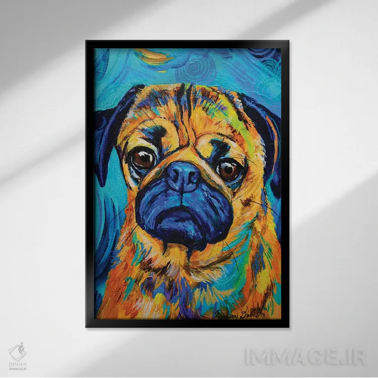 تابلو دکوراتیو داگ اثر لیندزی دال - نمای قابدار مشکی