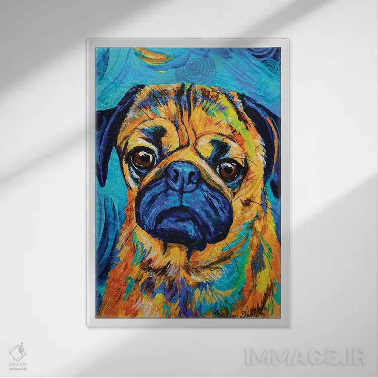 تابلو دکوراتیو داگ اثر لیندزی دال - نمای قابدار سفید