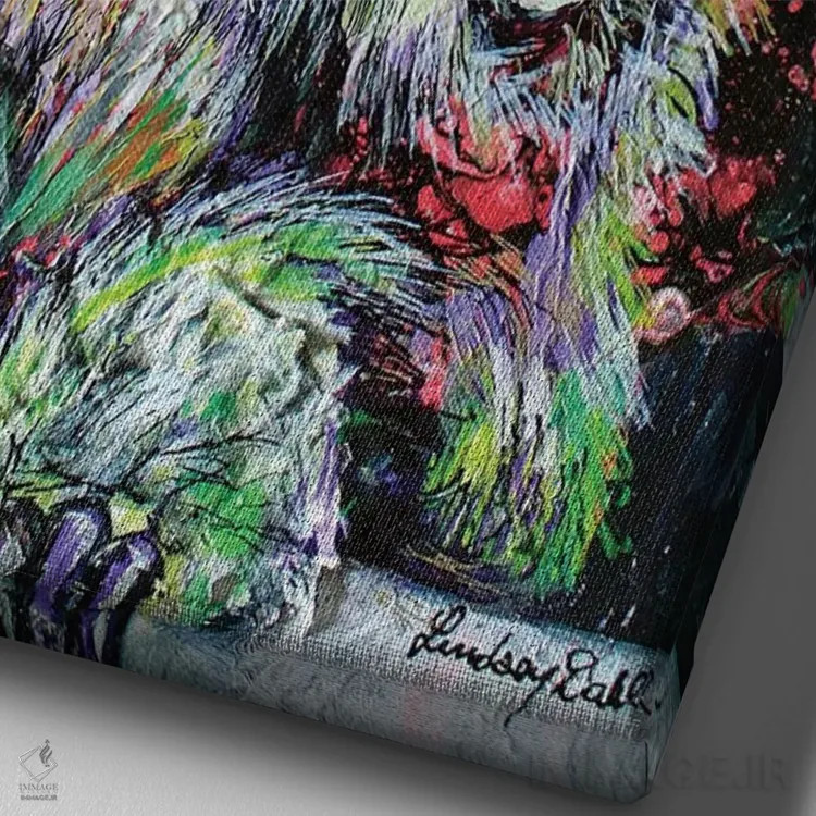 تابلو دکوراتیو تنبل دورافتاده اثر لیندزی دال - نمای نزدیک بافت بوم