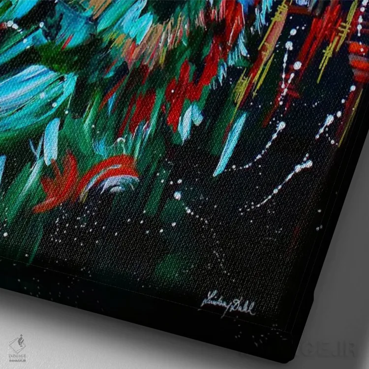 تابلو دکوراتیو کلوچه زنجبیلی اثر لیندزی دال - نمای نزدیک بافت بوم