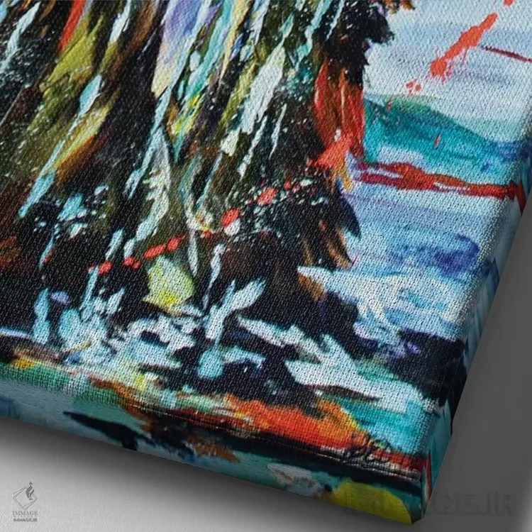 تابلو دکوراتیو برو ماهی بگیر اثر لیندزی دال - نمای نزدیک بافت بوم