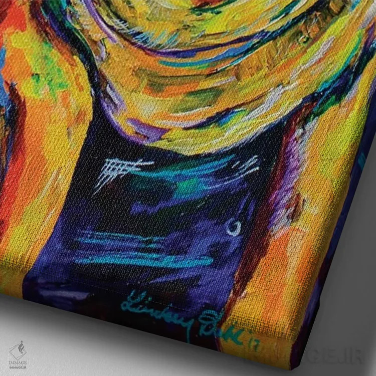 تابلو دکوراتیو وقت گذرانی اثر لیندزی دال - نمای نزدیک بافت بوم