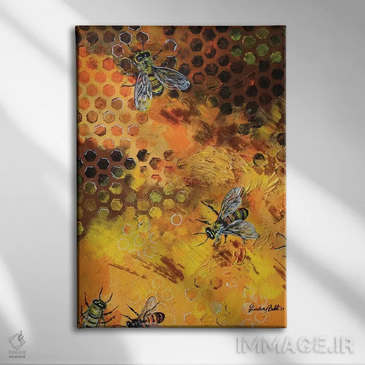 تابلو دکوراتیو زندگی در کندو اثر لیندزی دال - نمای روبهرو روی دیوار