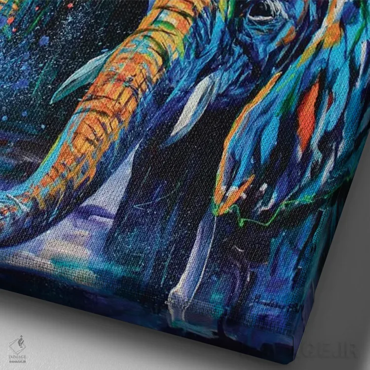 تابلو دکوراتیو آبی ملایم اثر لیندزی دال - نمای نزدیک بافت بوم