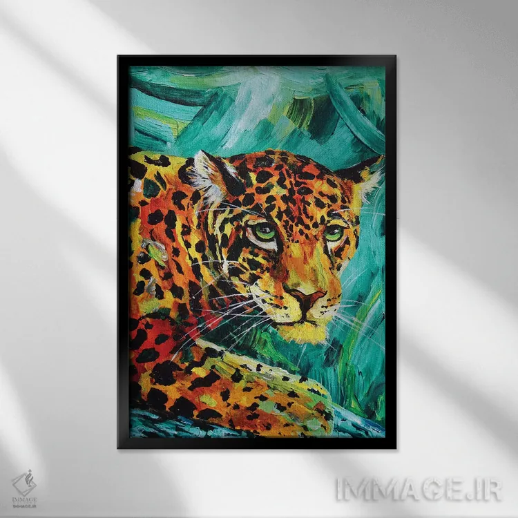 تابلو دکوراتیو یوزپلنگ آمریکایی اثر لیندزی دال - نمای قابدار مشکی