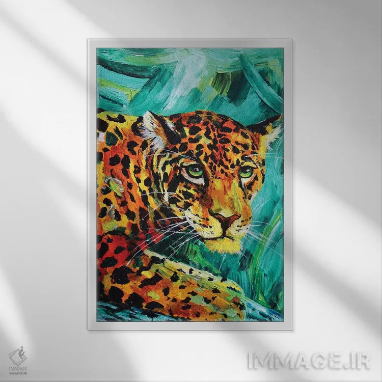 تابلو دکوراتیو یوزپلنگ آمریکایی اثر لیندزی دال - نمای قابدار سفید