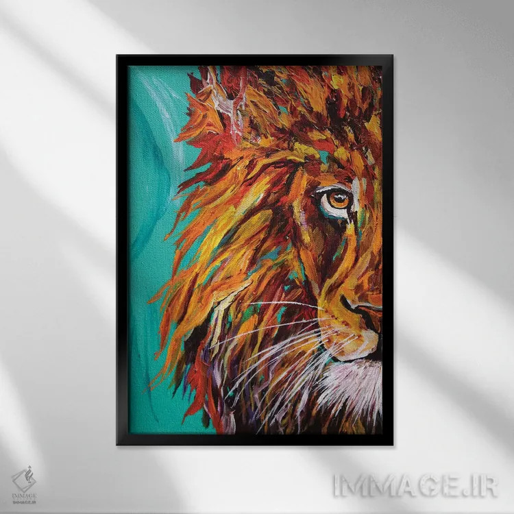 تابلو دکوراتیو شیر I اثر لیندزی دال - نمای قابدار مشکی