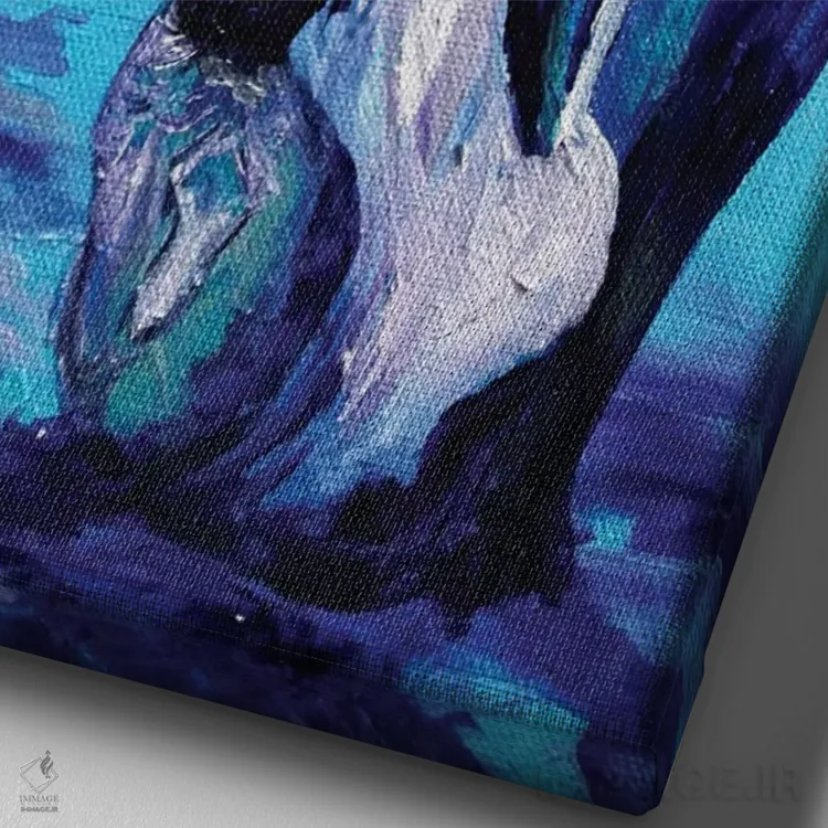 تابلو دکوراتیو پنگوئن ها اثر لیندزی دال - نمای نزدیک بافت بوم