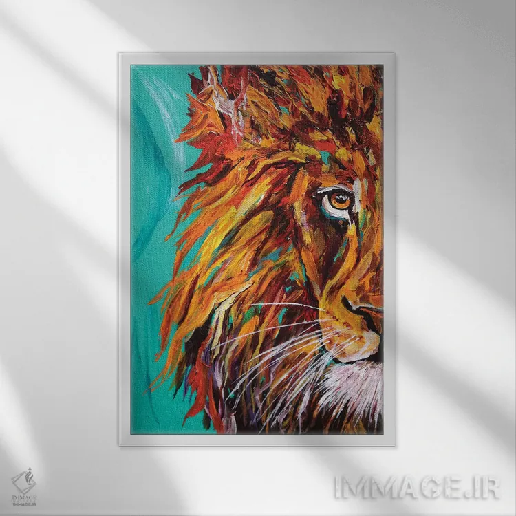 تابلو دکوراتیو شیر I اثر لیندزی دال - نمای قابدار سفید