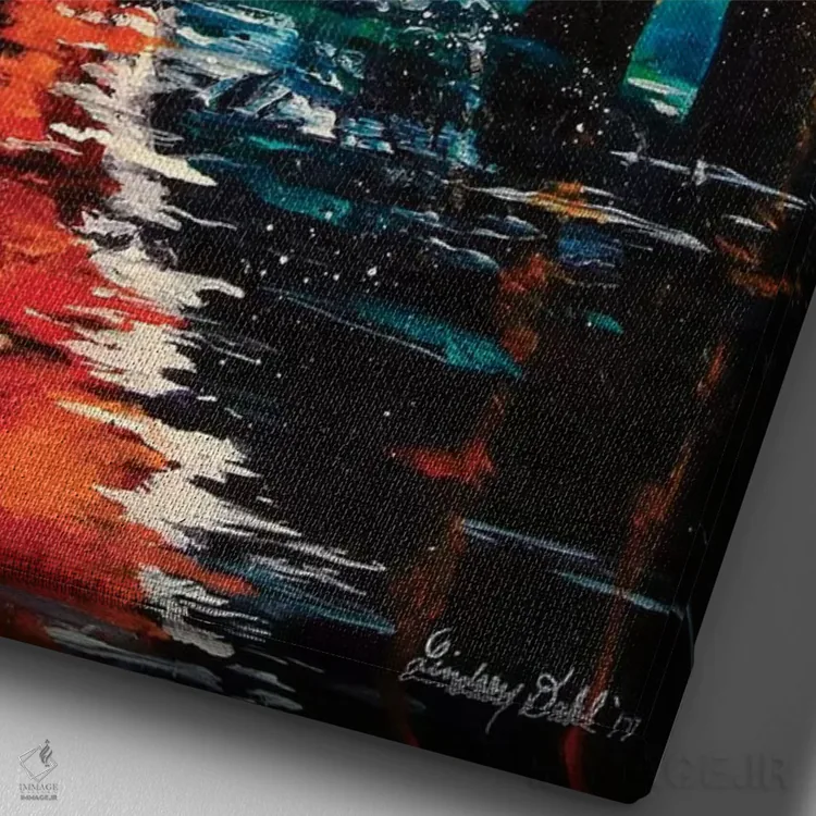 تابلو دکوراتیو بازتاب اثر لیندزی دال - نمای نزدیک بافت بوم