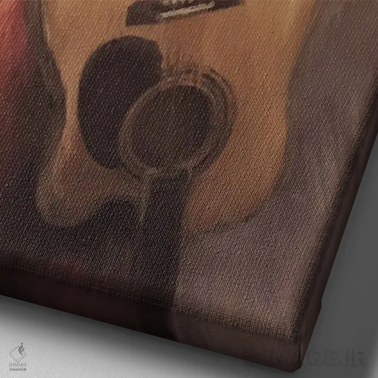 تابلو دکوراتیو سفر با گیتارم اثر دن منیلی - نمای نزدیک بافت بوم