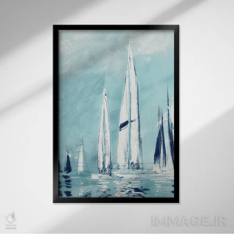 تابلو دکوراتیو بادبان های بلند خیالی اثر دن منیلی - نمای قابدار مشکی