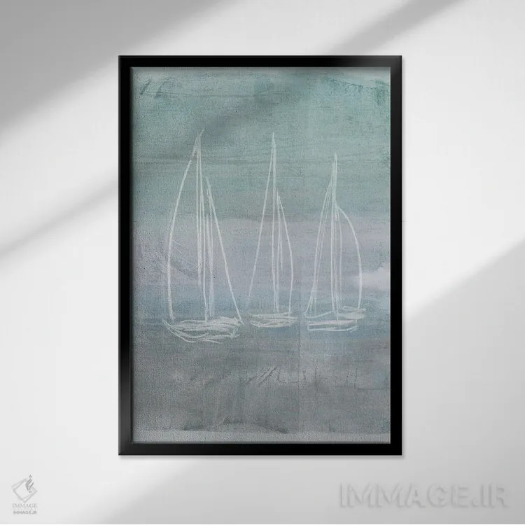 تابلو مینیمال خاطره مسابقه قایقرانی I اثر دن منیلی - نمای قابدار مشکی