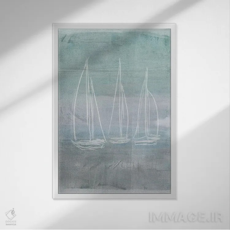 تابلو مینیمال خاطره مسابقه قایقرانی I اثر دن منیلی - نمای قابدار سفید