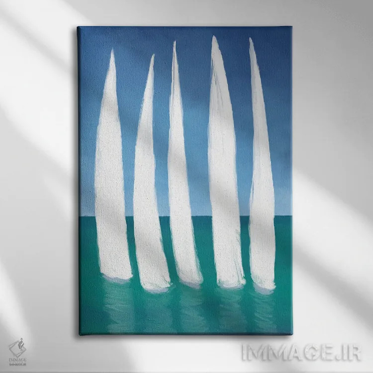 تابلو دکوراتیو قایق های بادبانی بلند اثر دن منیلی - نمای روبهرو روی دیوار