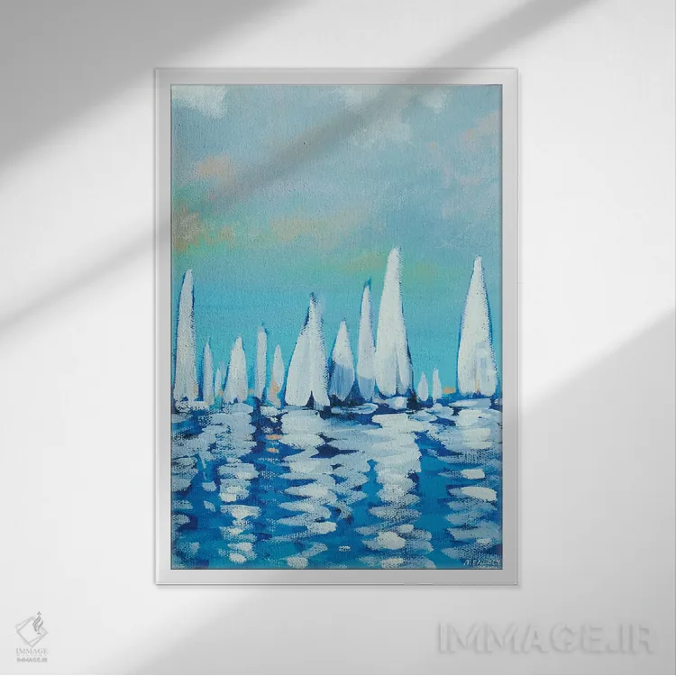 تابلو دکوراتیو دریانوردی II اثر دن منیلی - نمای قابدار سفید