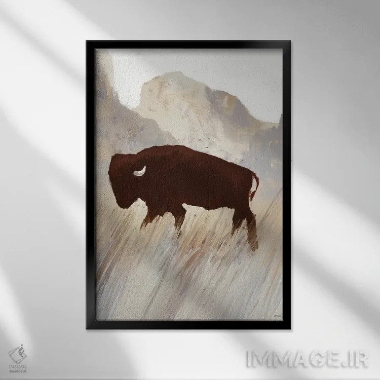 تابلو مینیمال تپه غروب گاومیش II اثر دن منیلی - نمای قابدار مشکی