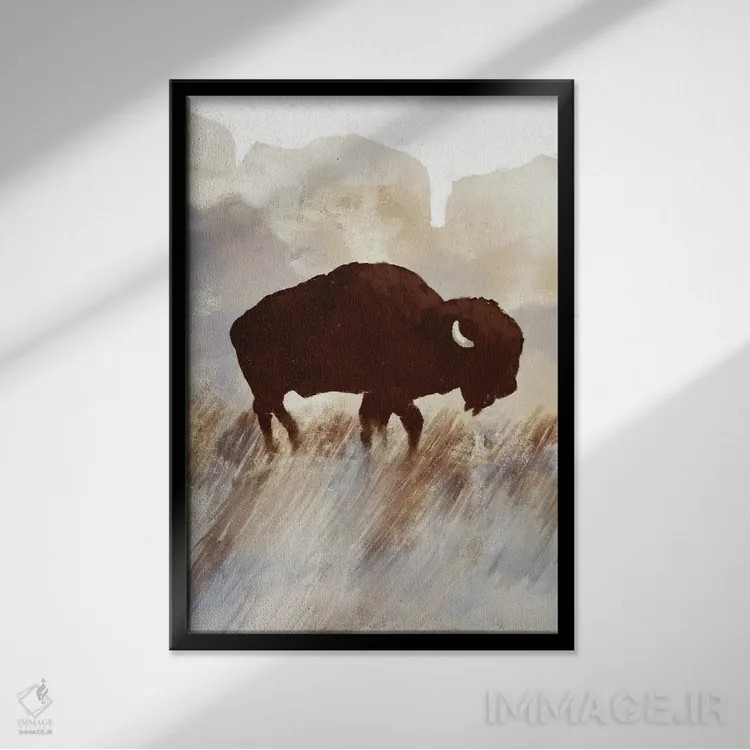 تابلو مینیمال تپه غروب گاومیش I اثر دن منیلی - نمای قابدار مشکی