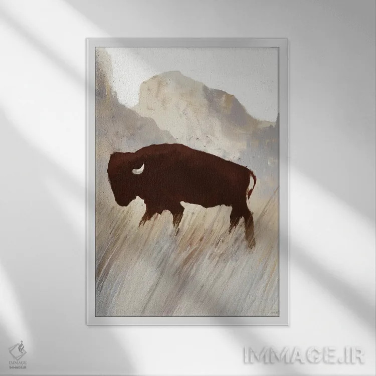 تابلو مینیمال تپه غروب گاومیش II اثر دن منیلی - نمای قابدار سفید