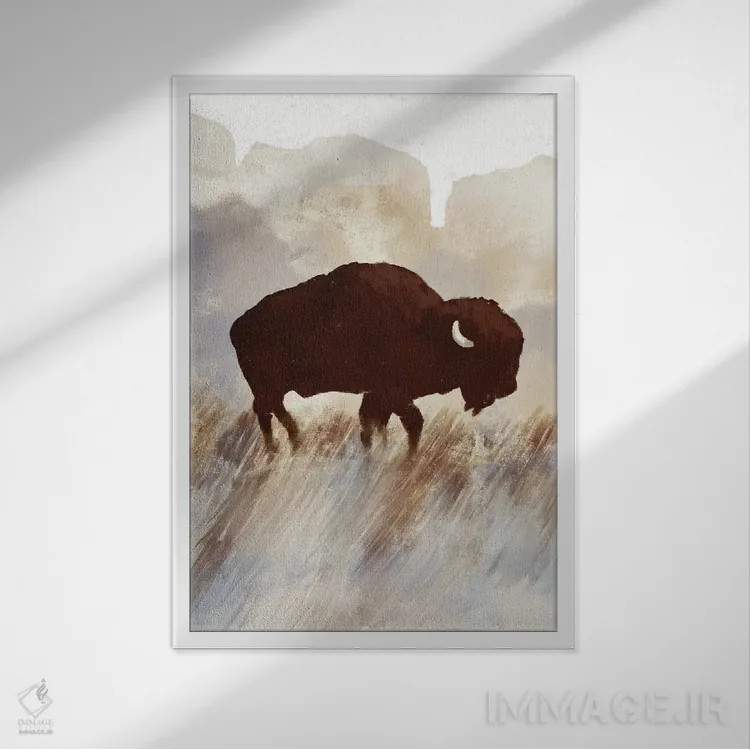 تابلو مینیمال تپه غروب گاومیش I اثر دن منیلی - نمای قابدار سفید