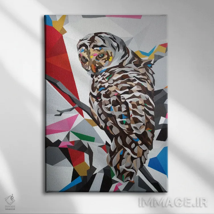 تابلو دکوراتیو جغد۲۲ اثر داز - نمای روبهرو روی دیوار