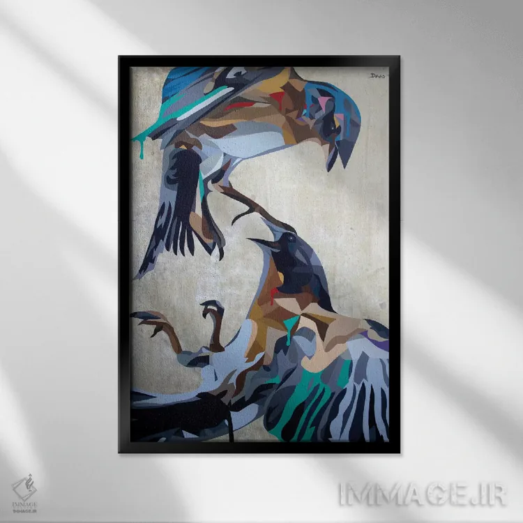 تابلو دکوراتیو بقای اصلح اثر داز - نمای قابدار مشکی