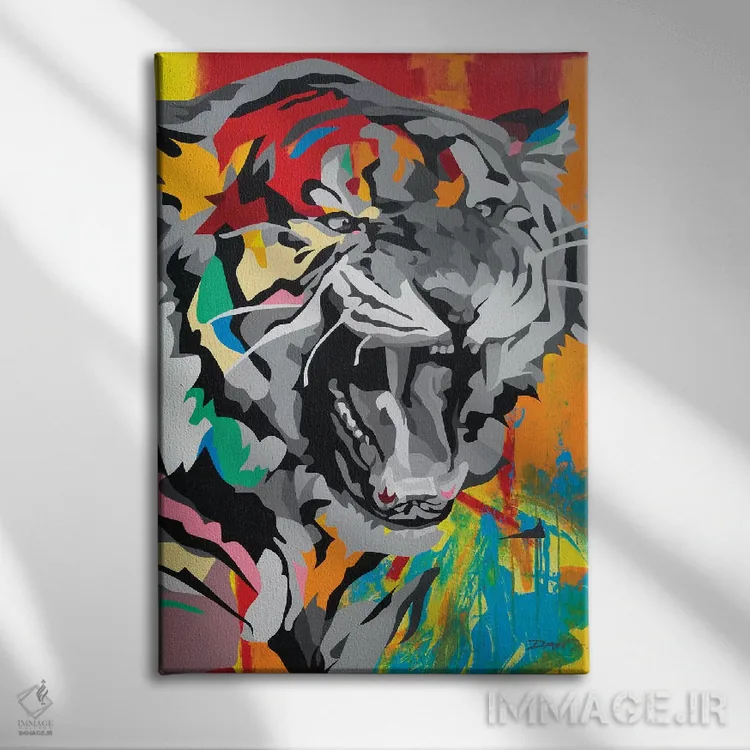 تابلو دکوراتیو ببر اثر داز - نمای روبهرو روی دیوار