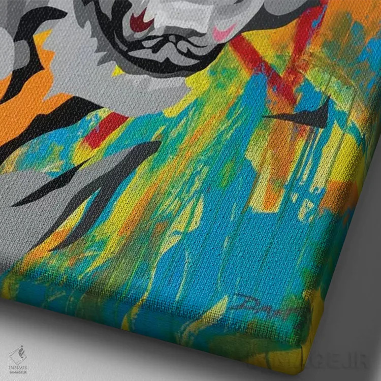 تابلو دکوراتیو ببر اثر داز - نمای نزدیک بافت بوم