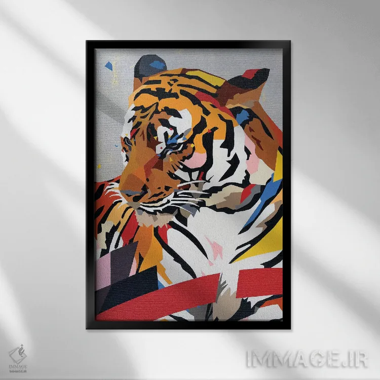 تابلو دکوراتیو ببر چینی اثر داز - نمای قابدار مشکی