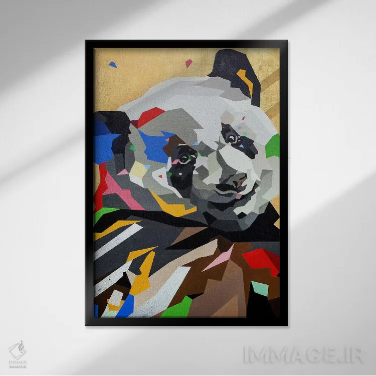 تابلو دکوراتیو پاندای شاد اثر داز - نمای قابدار مشکی